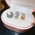 Sparkling Zircon Flower Faux Pearl Clip-on Earrings No Piercing Geometric Round OL Style Ear Cuffs view 2