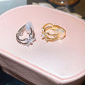 Sparkling Zircon Flower Faux Pearl Clip-on Earrings No Piercing Geometric Round OL Style Ear Cuffs view 4