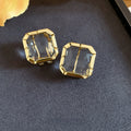 Luxury Square Artificial Crystal Clip-on Earrings, Modern Minimalist Geometric Fashion Ear Jewelry view 4