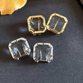 Luxury Square Artificial Crystal Clip-on Earrings, Modern Minimalist Geometric Fashion Ear Jewelry view 2