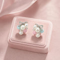 Luxury Elegant Women's Rhinestone Bowknot Colorful Faux Pearl Beaded Cluster Alloy Stud Earrings view 4