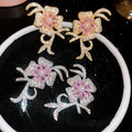 18K Gold Plated Zircon Flower Faux Pearl Stud Earrings For Women Light Luxury Elegant Jewelry view 1