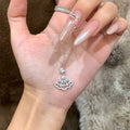 2026 New Light Luxury Copper Zircon Fan Pendant Necklace, Geometric Sparkling Collarbone Chain view 4