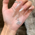 2026 New Light Luxury Copper Zircon Fan Pendant Necklace, Geometric Sparkling Collarbone Chain view 2