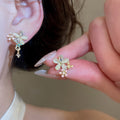 Cat Eye Stone Flower Butterfly Stud Earrings Bracelet Jewelry Set, Fresh Light Luxury Style view 4