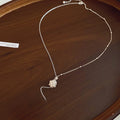 Old Money Copper Zircon Flower Cluster Pearl Sweater Necklace, Geometric Light Luxury Clavicle Chain view 4