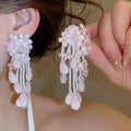Pink Resin Diamond Flower Stud Earrings With Silver Pins, Bohemian Sweet Geometric Floral Jewelry view 4