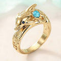Cute Ocean Style Dolphin Women's Ring, Electroplated Metal Cloud Pattern Niche Jewelry view 5