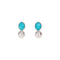 French Style Aquamarine Zircon Faux Pearl Geometric Round Stud Earrings For Women view 5