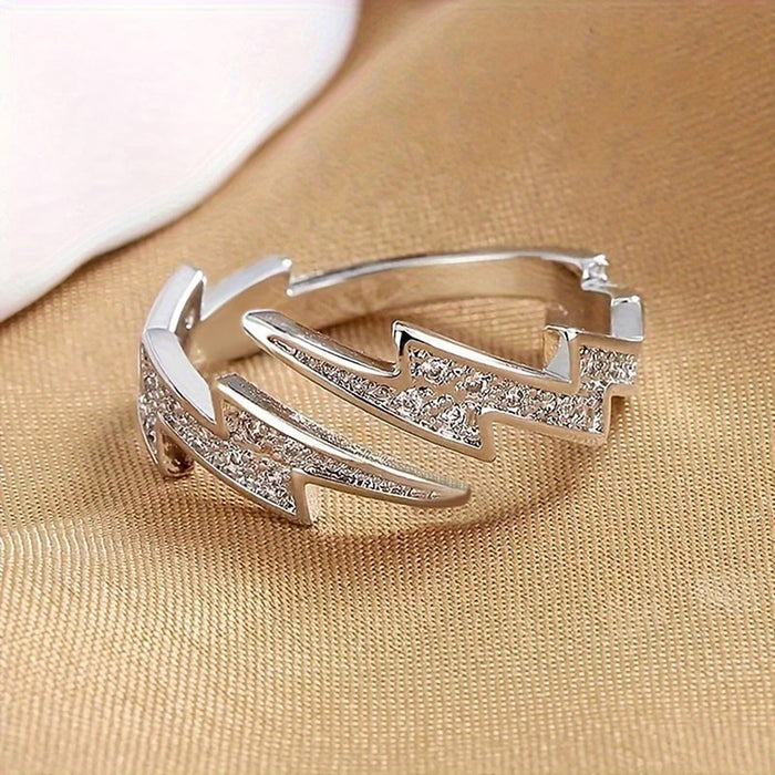 Open Lightning Ring For Women, Niche Trendy Street Style Unisex Minimalist Fashion Accessory