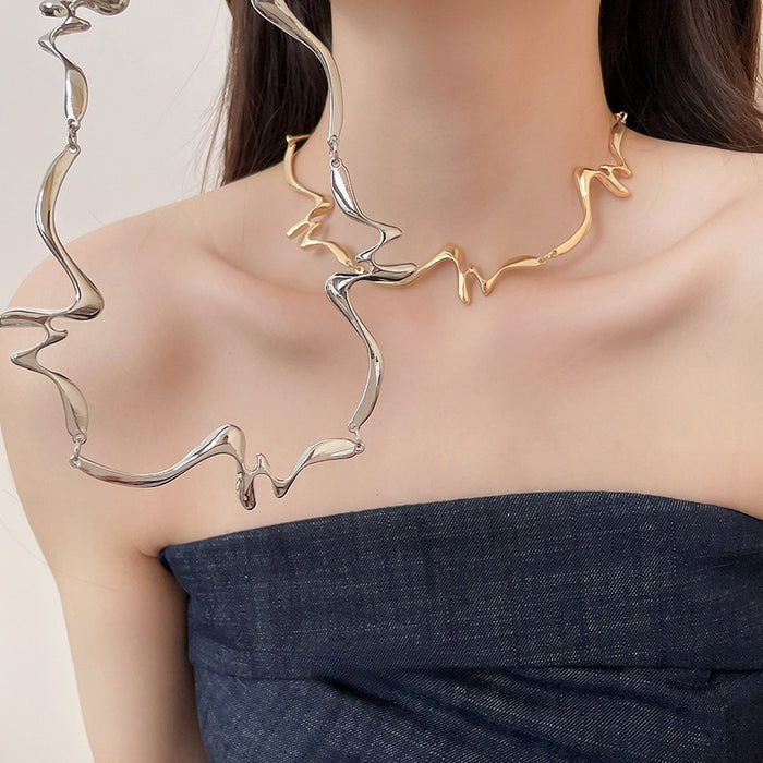 Minimalist Alloy Smooth Irregular Geometric Necklace Chic Niche Clavicle Chain