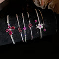 2026 New Copper Zircon Flower Bangle Sparkling Light Luxury Sweet Floral Bracelet view 4