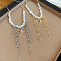 2026 Bohemian Starfish Tassel Stone Necklace, Geometric Vacation Style Clavicle Chain view 4