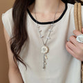 Island Style Shell Pearl Necklace And Ring Jewelry Set For Women, Geometric Old Money Resort Design view 1