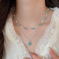 Old Money Geometric Crystal Beaded Pearl Necklace For Women Sweet Summer Collarbone Choker view 1