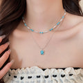 Old Money Geometric Crystal Beaded Pearl Necklace For Women Sweet Summer Collarbone Choker view 3