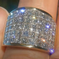 Bold Shiny Square Row Zircon Ring, Fashion Party Statement Finger Jewelry For Women view 2