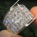 Bold Shiny Square Row Zircon Ring, Fashion Party Statement Finger Jewelry For Women view 4