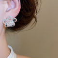 Zircon Resin Flower Stud Earrings Sweet Fairy Style Versatile Floral Ear Jewelry view 3