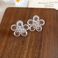 Zircon Resin Flower Stud Earrings Sweet Fairy Style Versatile Floral Ear Jewelry view 2