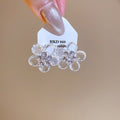 Zircon Resin Flower Stud Earrings Sweet Fairy Style Versatile Floral Ear Jewelry view 4