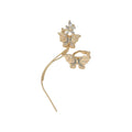 2026 New Copper Butterfly Zircon Flower Asymmetric Tassel Clip-on Earrings For Fashion OL view 5