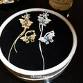 2026 New Copper Butterfly Zircon Flower Asymmetric Tassel Clip-on Earrings For Fashion OL view 4
