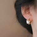 Copper Zircon Star Pearl Ear Cuff Earrings Sweet Minimalist Fashion Ethnic Style view 2