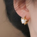 Copper Zircon Star Pearl Ear Cuff Earrings Sweet Minimalist Fashion Ethnic Style view 4