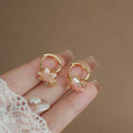 Copper Zircon Star Pearl Ear Cuff Earrings Sweet Minimalist Fashion Ethnic Style view 3