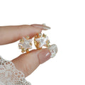 Copper Zircon Star Pearl Ear Cuff Earrings Sweet Minimalist Fashion Ethnic Style view 5