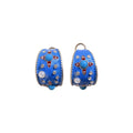 French Vintage Alloy C Shape Pearl Hoop Earrings With Enamel Oil Drip Rhinestone Geometric Design view 5