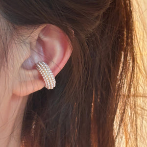 Hong Kong Style Vintage Faux Pearl C-Shaped Geometric Clip-on Earrings for Women