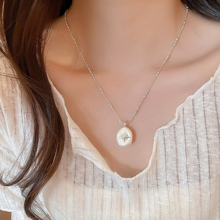 2026 New French Pearl Copper Star Geometric Collarbone Necklace For Women Old Money Style