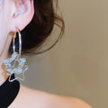 Resin Star Pendant Hoop Earrings With Silver Pins, Sweet Cool Minimalist Fashion Jewelry For Women view 3
