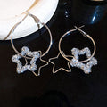 Resin Star Pendant Hoop Earrings With Silver Pins, Sweet Cool Minimalist Fashion Jewelry For Women view 4