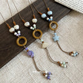 Vintage Ethnic Wood Geometric Circle Pendant Necklace For Women Artistic Collarbone Style view 4