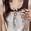 Vintage Ethnic Wood Geometric Circle Pendant Necklace For Women Artistic Collarbone Style view 1