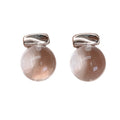 Summer Cool-Tone Resin Round Stud Earrings With Silver Pins, Minimal Korean Japanese Style view 5