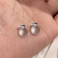 Summer Cool-Tone Resin Round Stud Earrings With Silver Pins, Minimal Korean Japanese Style view 3
