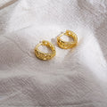 French Retro Twisted Round Metal Stud Earrings European Style Textured Trendy Ear Cuff Jewelry view 4