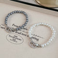 Sparkling Zircon Round Pearl Beaded Bracelet Korean Style Light Luxury Fashion OL Jewelry view 2