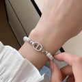 Sparkling Zircon Round Pearl Beaded Bracelet Korean Style Light Luxury Fashion OL Jewelry view 1