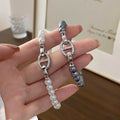 Sparkling Zircon Round Pearl Beaded Bracelet Korean Style Light Luxury Fashion OL Jewelry view 4