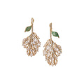 Light Luxury Copper Zircon Hollow Leaf Stud Earrings For Elegant Evening Wear view 5