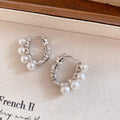 18K Gold Plated Zircon Round Faux Pearl Earrings Elegant Luxury Ear Cuff Jewelry For Women view 2