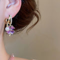 Light Luxury Korean Style Rhinestone Flower Faux Pearl Earrings For Elegant Women view 3