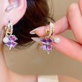 Light Luxury Korean Style Rhinestone Flower Faux Pearl Earrings For Elegant Women view 1