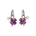 Light Luxury Korean Style Rhinestone Flower Faux Pearl Earrings For Elegant Women view 5