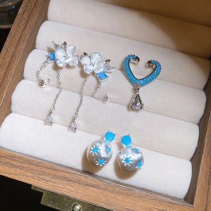 Korean Style Copper Zircon Heart Drop Earrings Brushed Light Luxury Fashion Jewelry